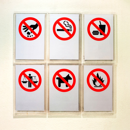  Prohibitory information signs on sky train - Thailandの写真素材
