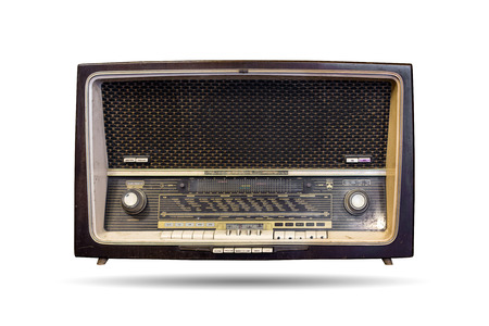 The old radio isolated on white background, vintageの写真素材