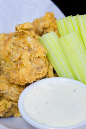 fried chicken on a plateの写真素材