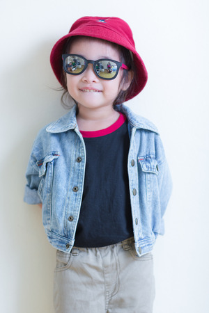 Kids in action of her houseの写真素材
