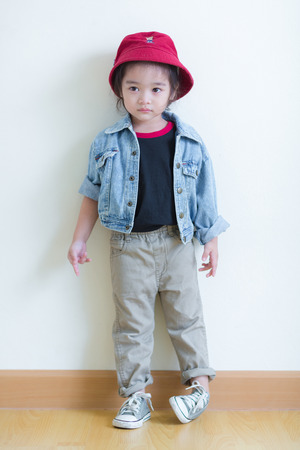 Kids in action of her houseの写真素材