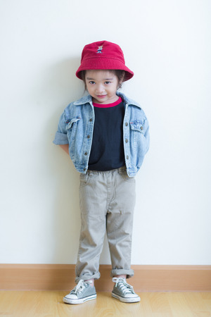 Kids in action of her houseの写真素材