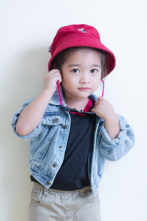 Kids in action of her houseの写真素材