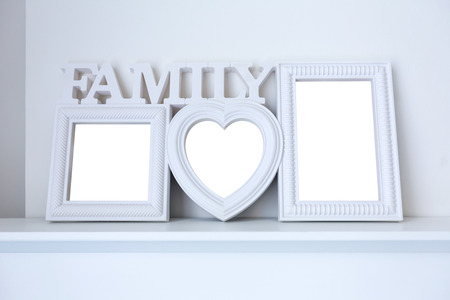 white ceramic photo frame of familyの写真素材