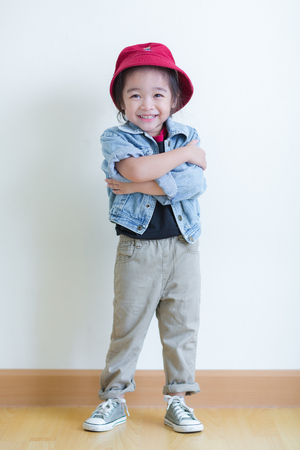 Kids in action of her houseの写真素材