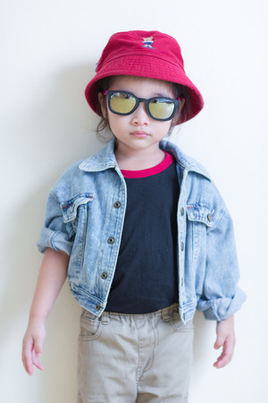 Kids in action of her houseの写真素材
