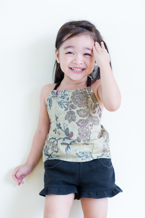 Kids in action of her houseの写真素材