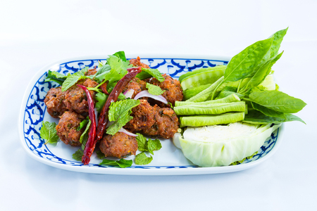 Deep fried spicy minced pork, Thai foodの写真素材
