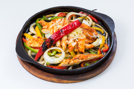 Chicken Fajitas with Vegetables and Tortillasの写真素材
