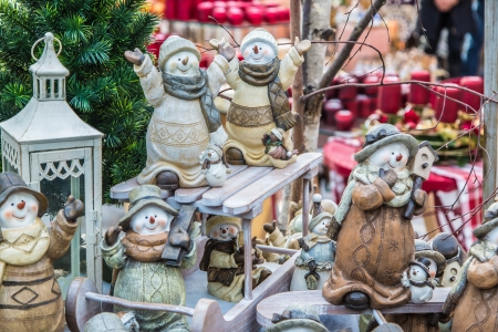 funny snowman figure in the winter timeの写真素材