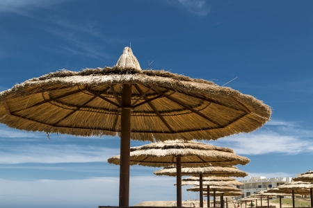 Beach resort in Egypt with umbrellaの写真素材