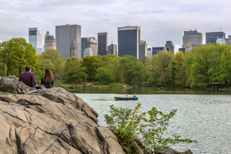 Central Park and Manhattan Skyline  Image of the midtownのeditorial素材