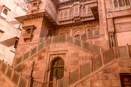 Imposing palace of the Maharajah of Bikaner inside Junagarh Fort, Bikaner, Rajasthan, Indiaのeditorial素材