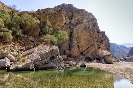 Colorful rocks in Wadi Bani Khalid near Muscat, Omanの写真素材