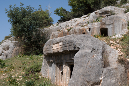 Tomb of the ancient cemetery, Limyra, Turkey.の写真素材
