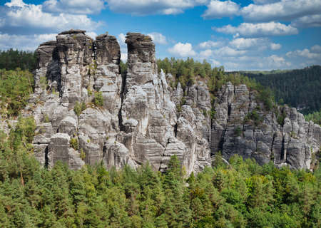 A View of Sandstone Rocks in Saxon Switzerland, Germanyの写真素材