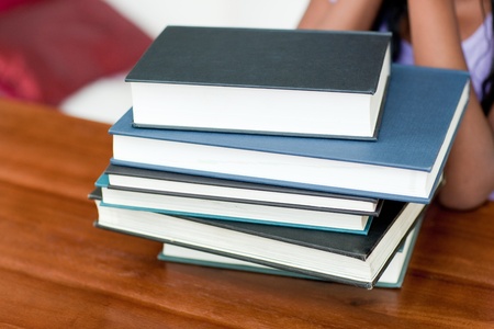 Stack of books on a table 