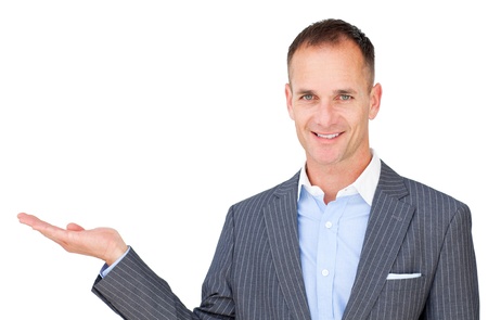 Confident businessman presenting の写真素材