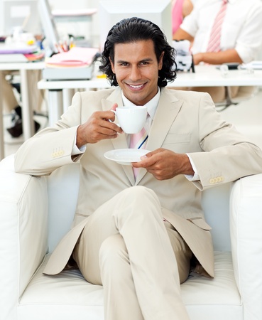 Charming manager drinking a teaの写真素材