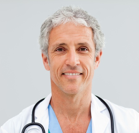 Close up of a happy senior Doctorの写真素材