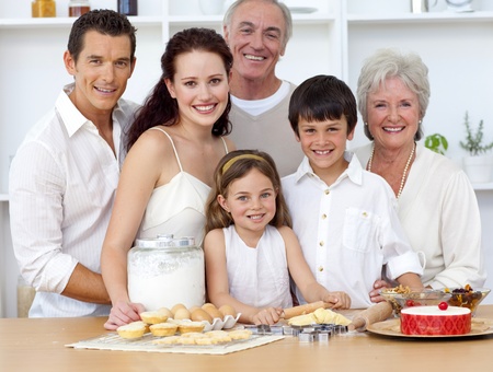 Big family baking in the kitchen