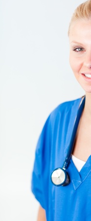 Young happy doctor holding a folderの写真素材