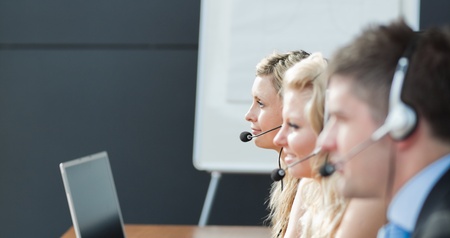 Business team in a call centerの写真素材