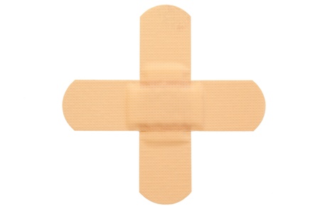 Top view of band-aid on a white backgroundの写真素材