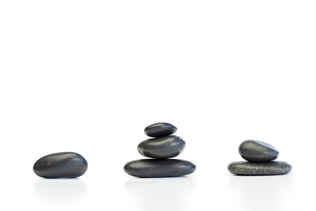 Kinds of piled up pebbles on a white background