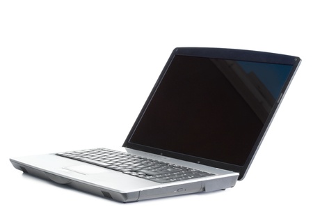 Angled laptop on a white background