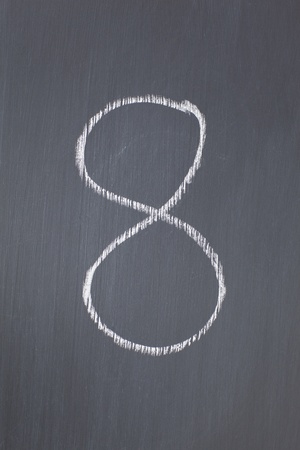 Blackboard with "8" written on itの写真素材