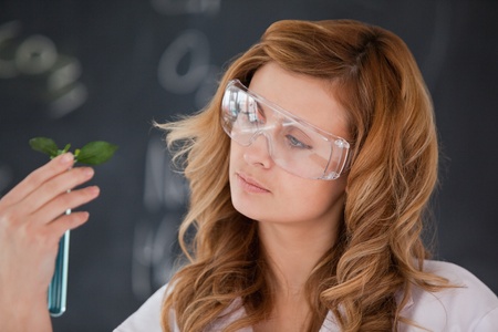 Attractive female scientist conducting an experiment in a labの写真素材