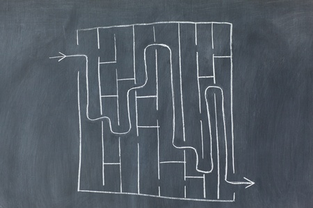 Labyrinth on a blackboardの写真素材