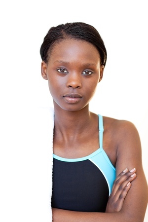 Portrait of a charming fitness woman の写真素材