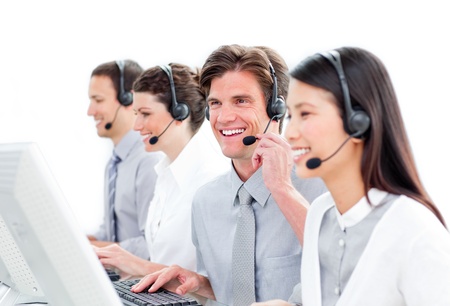 Cute customer service representatives team の写真素材