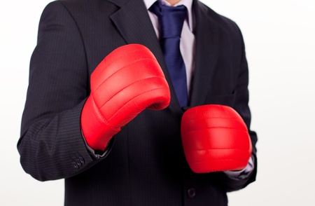 businessman with boxing glovesの写真素材