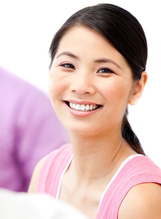 Portrait of a young businesswoman in a meetingの写真素材