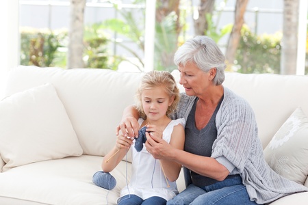 Elder woman with her grandchildの写真素材