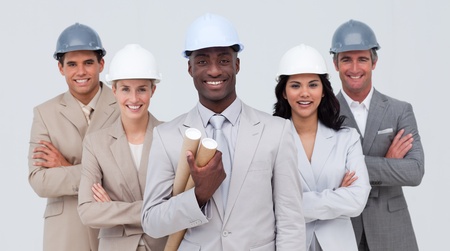 Architectural team smiling at the cameraの写真素材