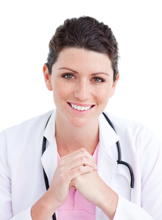 Positive female doctor in her officeの写真素材