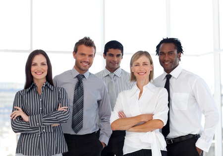 Portrait of a happy group of business people looking at the cameraの写真素材