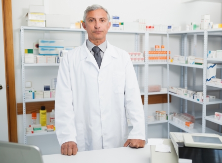 Chemist at work in hospital chemistの写真素材
