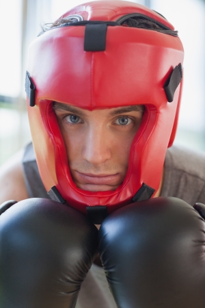 Man in boxing gear at gymの写真素材