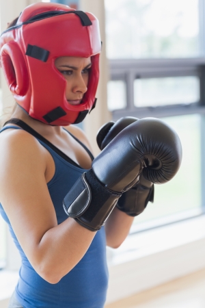 Woman boxing at the gymの写真素材