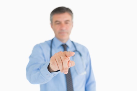 Doctor is pointing ahead の写真素材