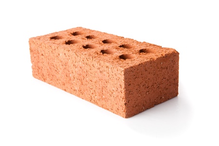 Red clay brick on white backgroundの写真素材