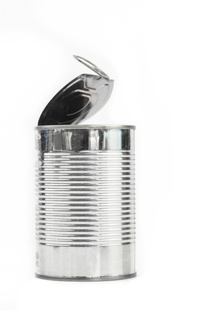 Empty tin can opening for recyclingの写真素材