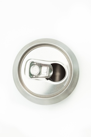 Empty can to be recycled on white backgroundの写真素材
