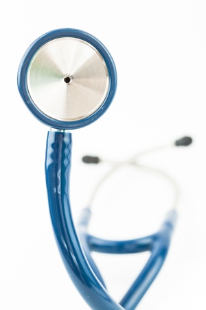Part of the blue stethoscope in the white backgroundの写真素材