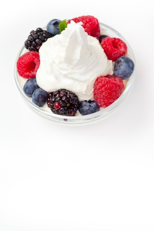 Dessert of berries against a white backgroundの写真素材